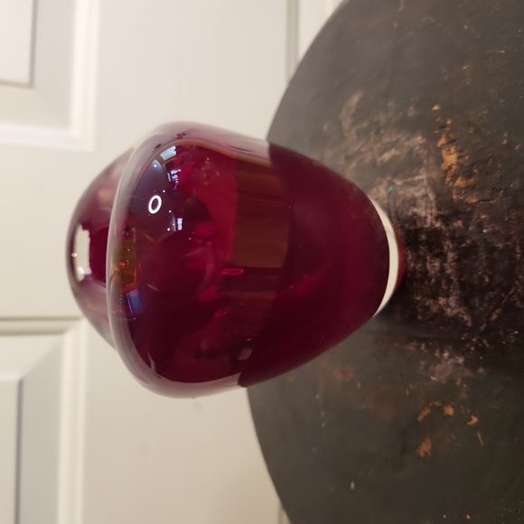 Vintage Murano Style Red Glass Heart Vase 5" - Picture 4 of 8